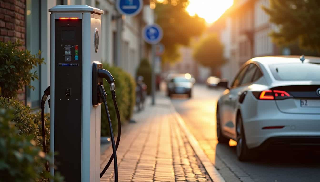 Borne de recharge publique située rue Saint-Martin à Fontenay-le-Pesnel