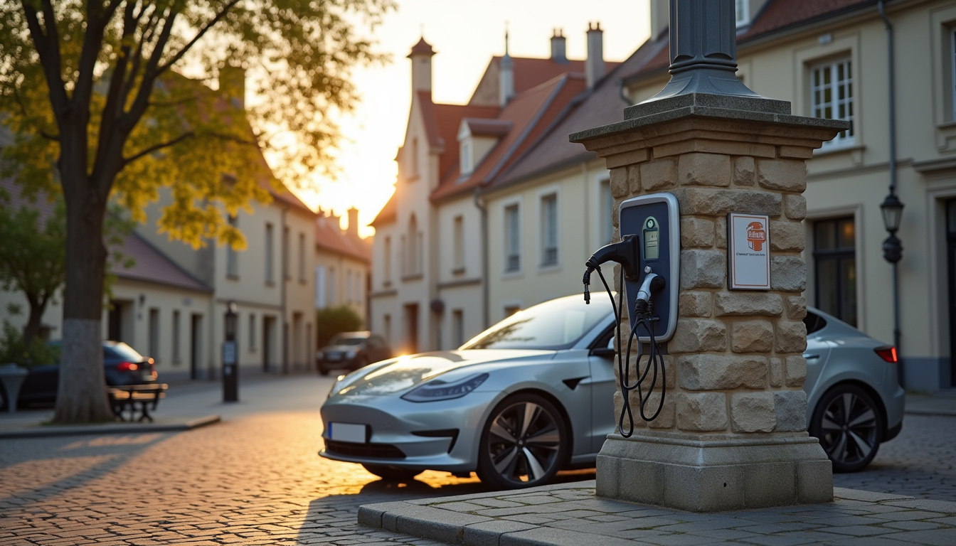 Borne de recharge publique située sur la Place de l’Église à Champtocé-sur-Loire