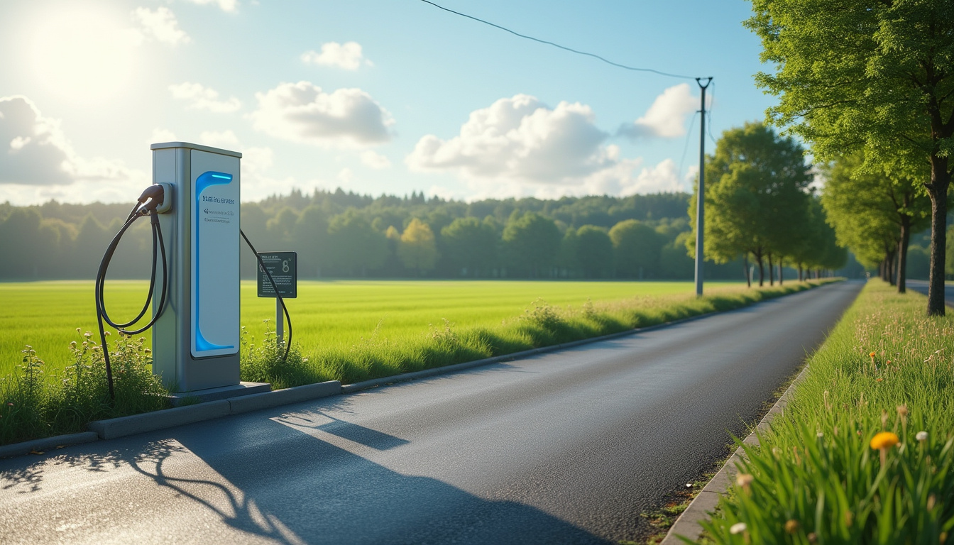 Borne de recharge publique située sur la route de Saint-Romain à La Cerlangue