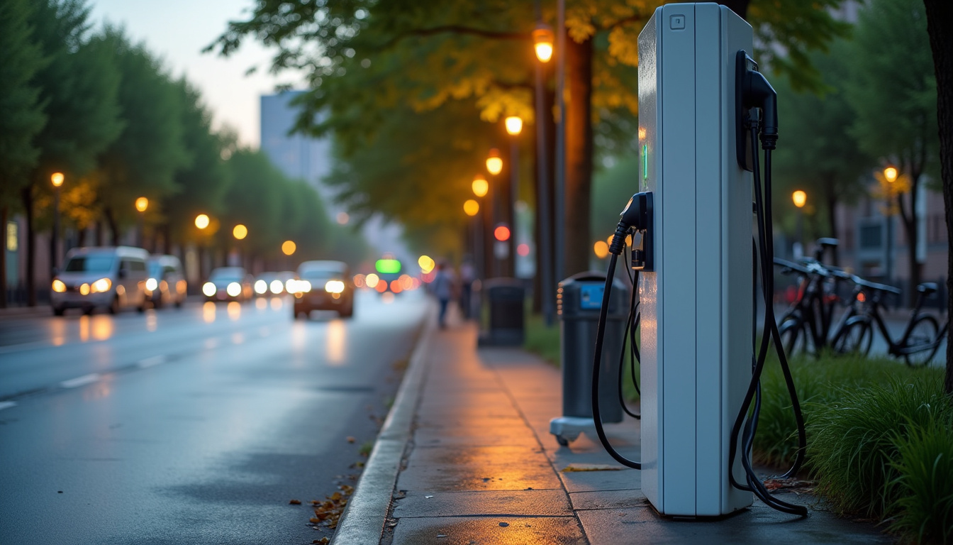 Borne de recharge publique située sur le boulevard de l'Industrie à Mondoubleau