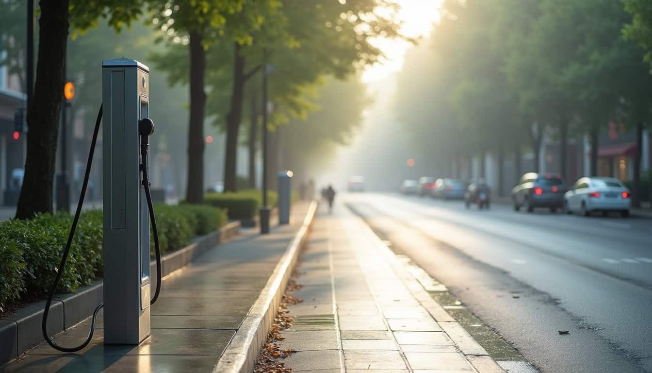 Borne de recharge publique située sur le boulevard Maurice Berteaux à Sannois