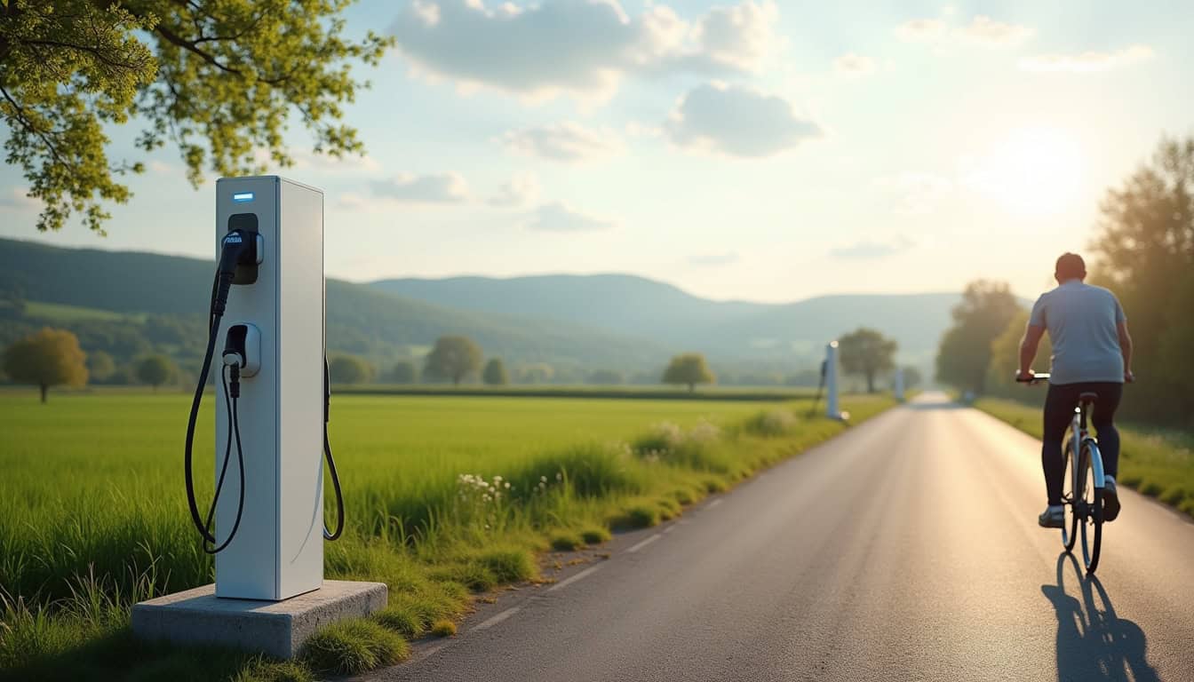 Borne de recharge publique située sur le Chemin de Laye à Montéléger