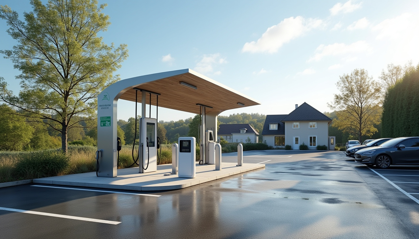Borne de recharge publique située sur le parking Chassagne à Saint-Martin-Belle-Roche