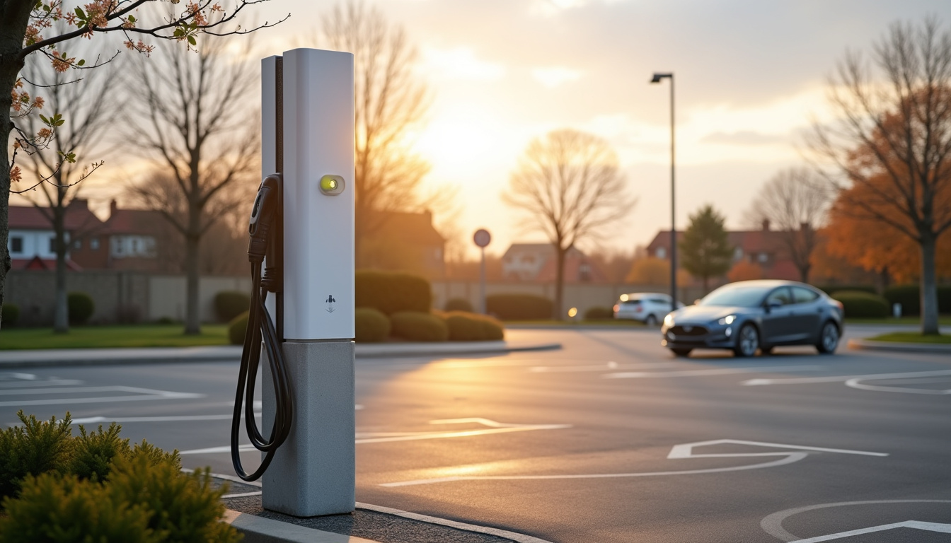 Borne de recharge publique située sur le parking de l'Avenue Fernand Fourcade à Montsoult