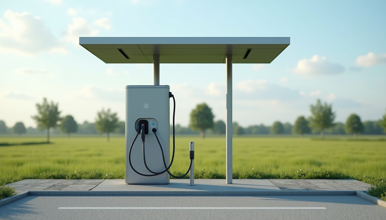 Borne de recharge publique située sur l'espace des Grands Prés à Saint-Christophe-en-Brionnais