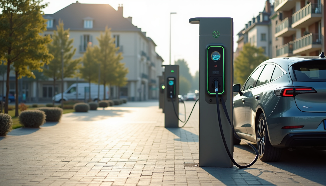 Borne de recharge publique sur la place Mozart à Joinville-le-Pont