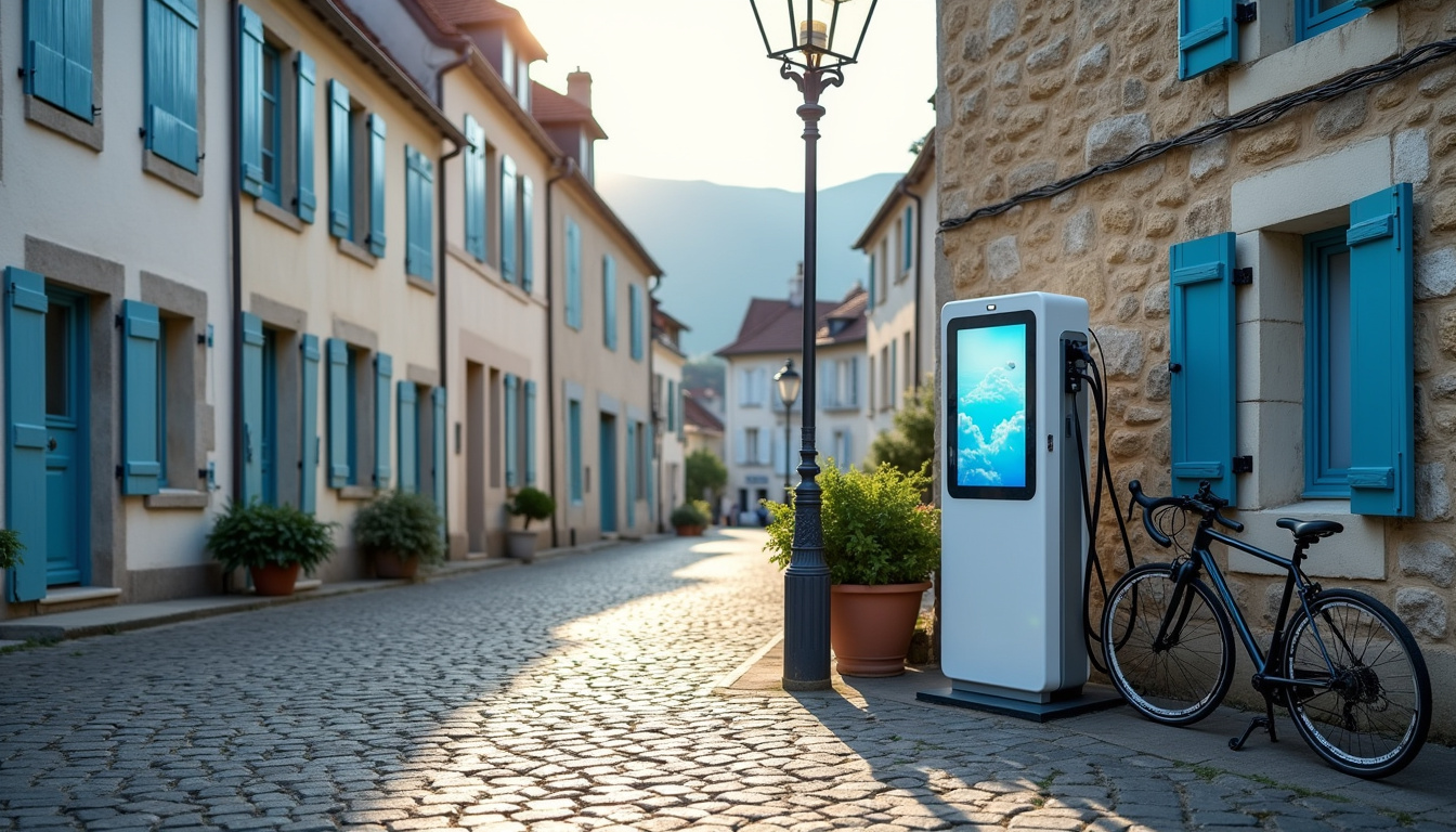 Borne de recharge publique sur une place à La Barre-de-Monts
