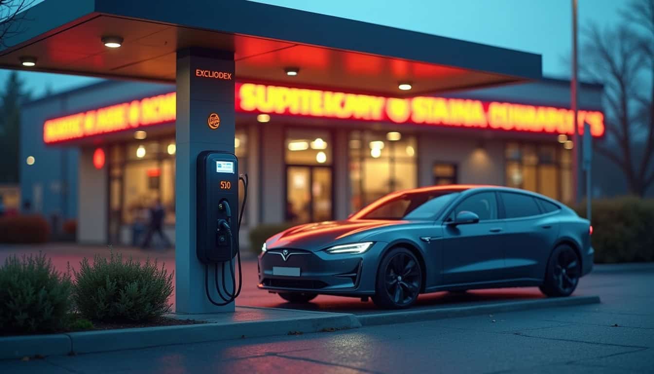 Borne de recharge rapide devant un Burger King à Ornex