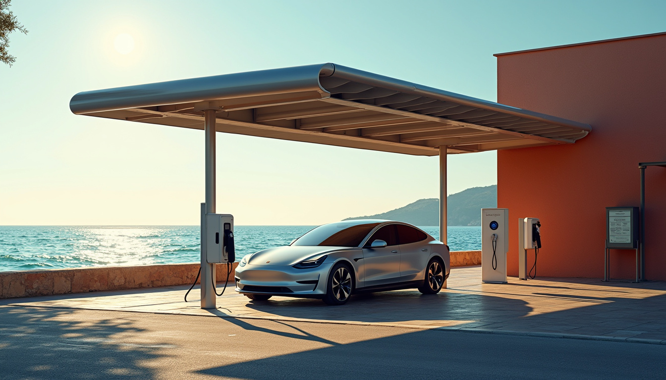 Borne de recharge rapide située près de la gare SNCF de Collioure