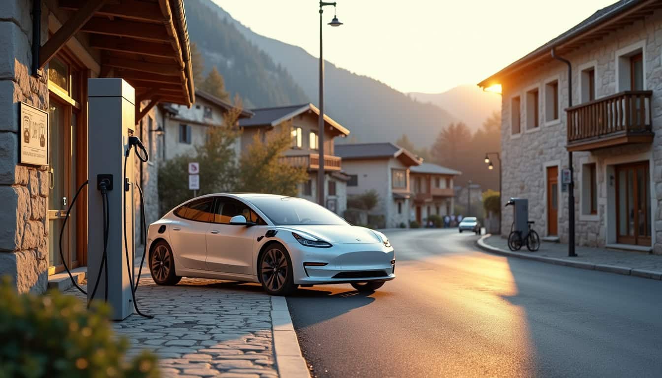 Borne de recharge située sur l’avenue Charles de Gaulle à L'Argentière-la-Bessée
