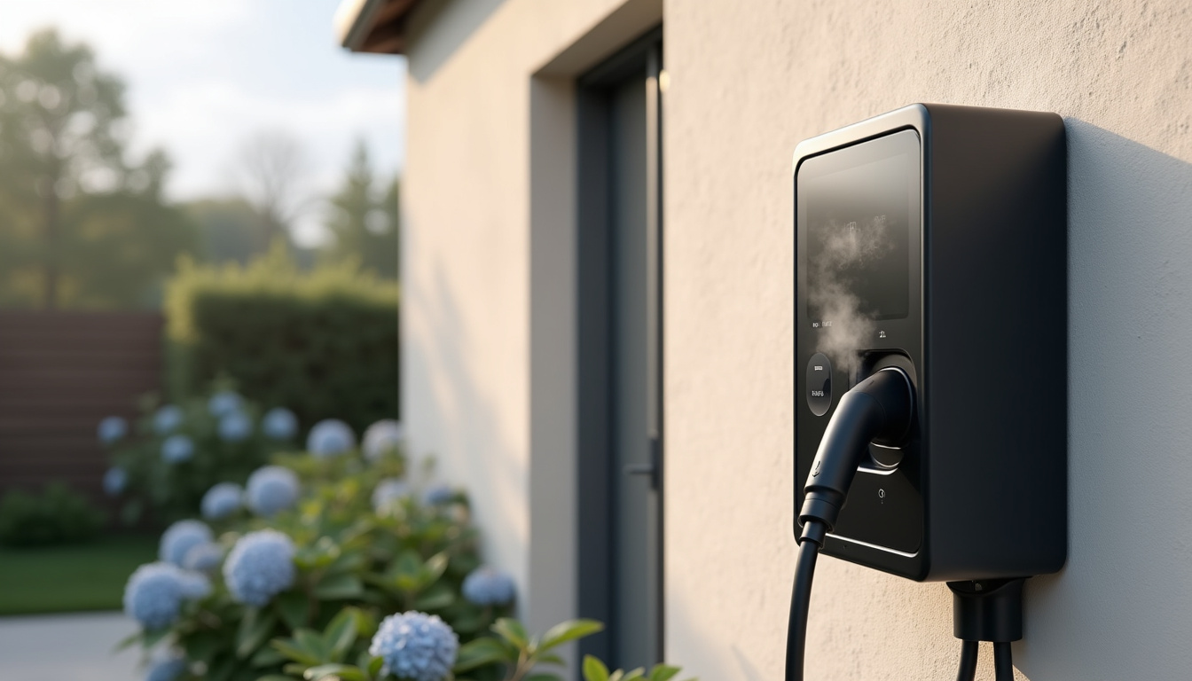 Borne de recharge triphasée installée à l'extérieur d'une habitation à Ecques