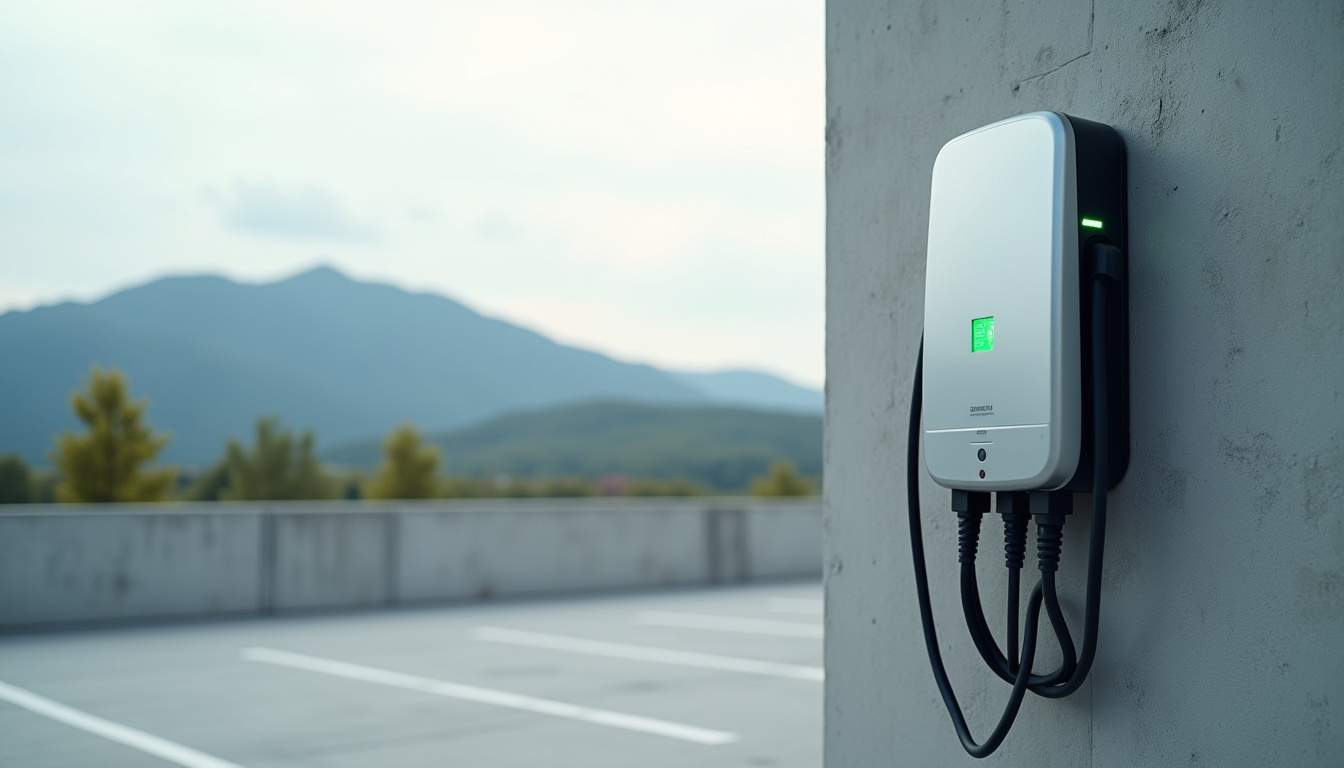Borne de recharge triphasée installée dans un parking d'entreprise à La Gaude