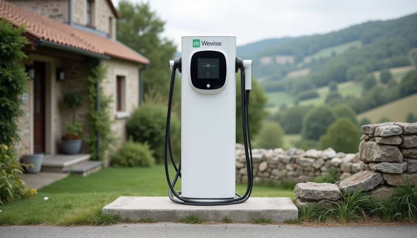 Borne de recharge Wewise installée à l'extérieur à Arthez-de-Béarn