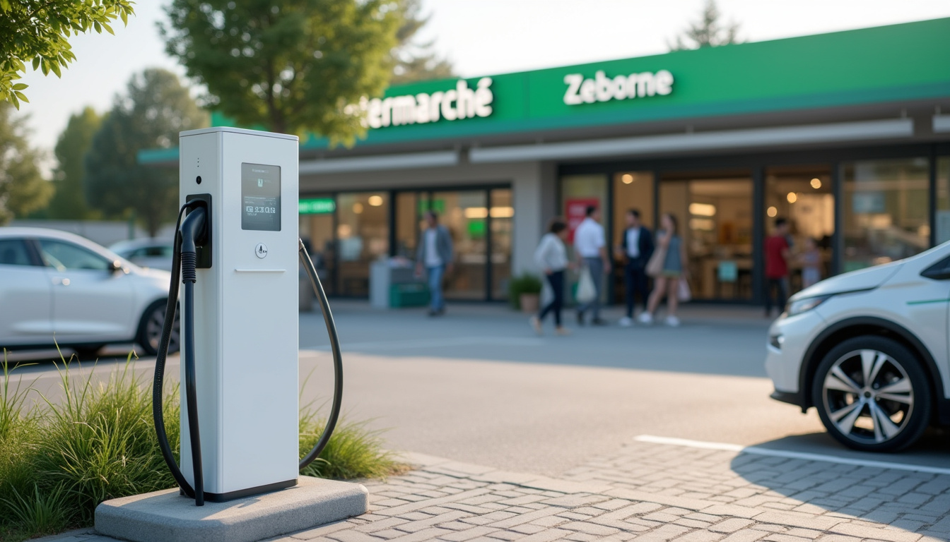 Borne de recharge ZEborne située devant l'Intermarché de Passins à Arandon-Passins