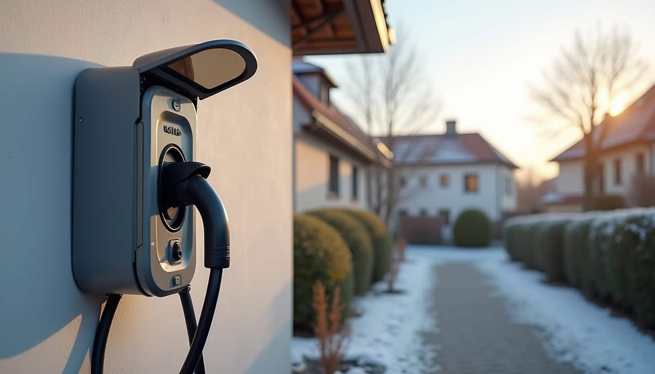 Borne électrique installée à l'extérieur d'une maison à Wittenheim, protégée contre les intempéries