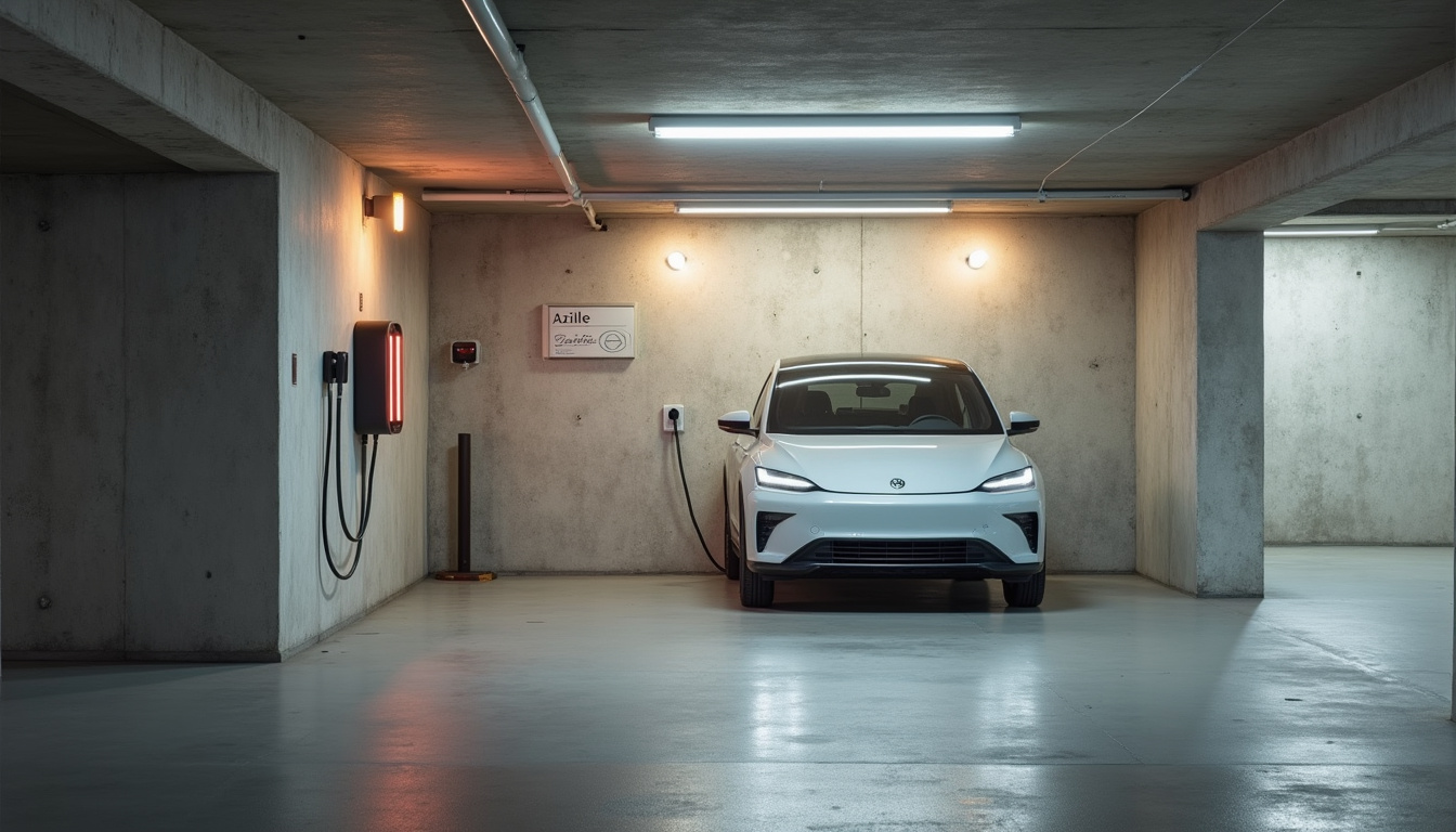 Borne électrique installée dans un parking de copropriété à Azille