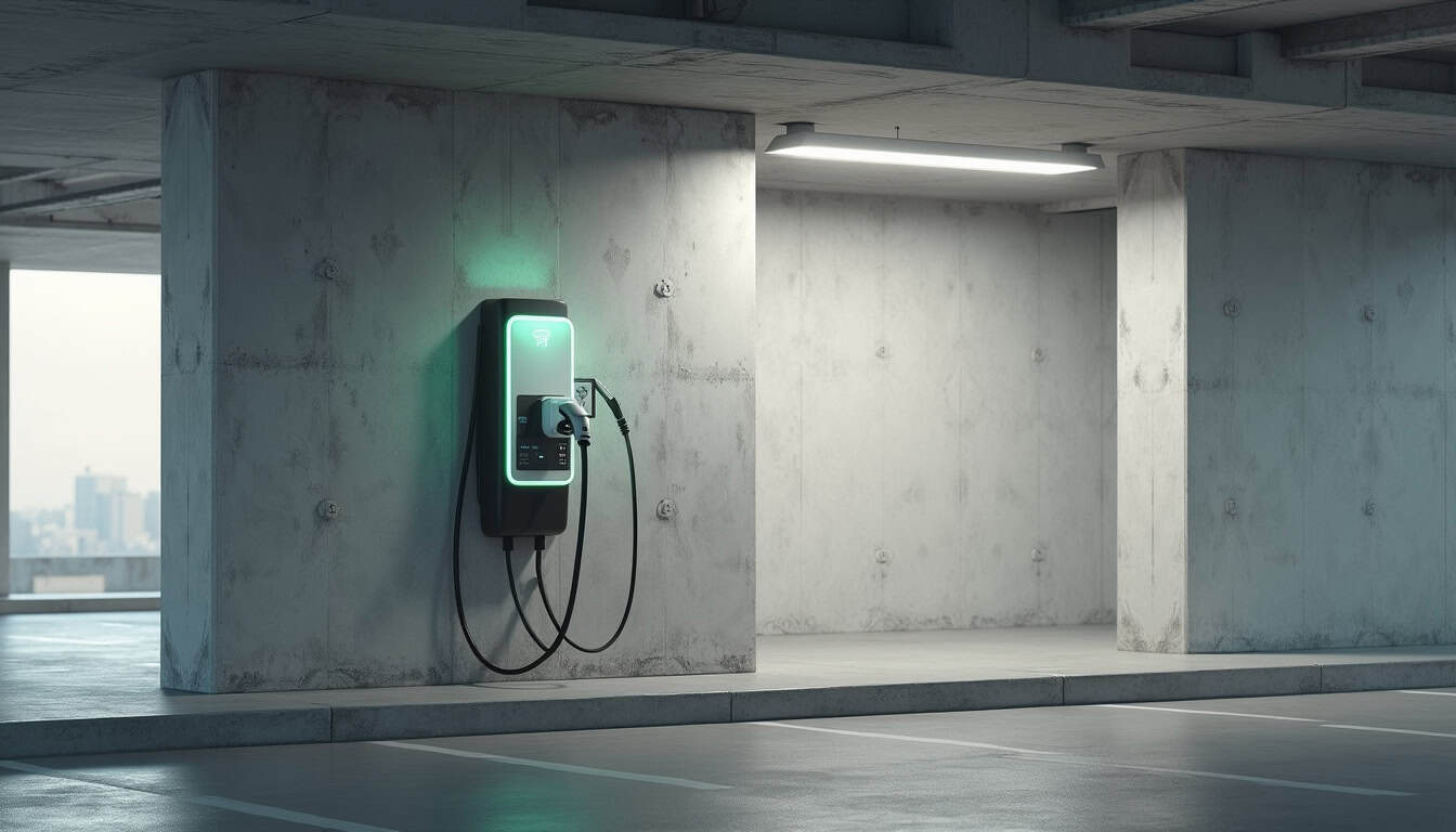 Borne électrique installée dans un parking de copropriété à Thiaucourt-Regniéville