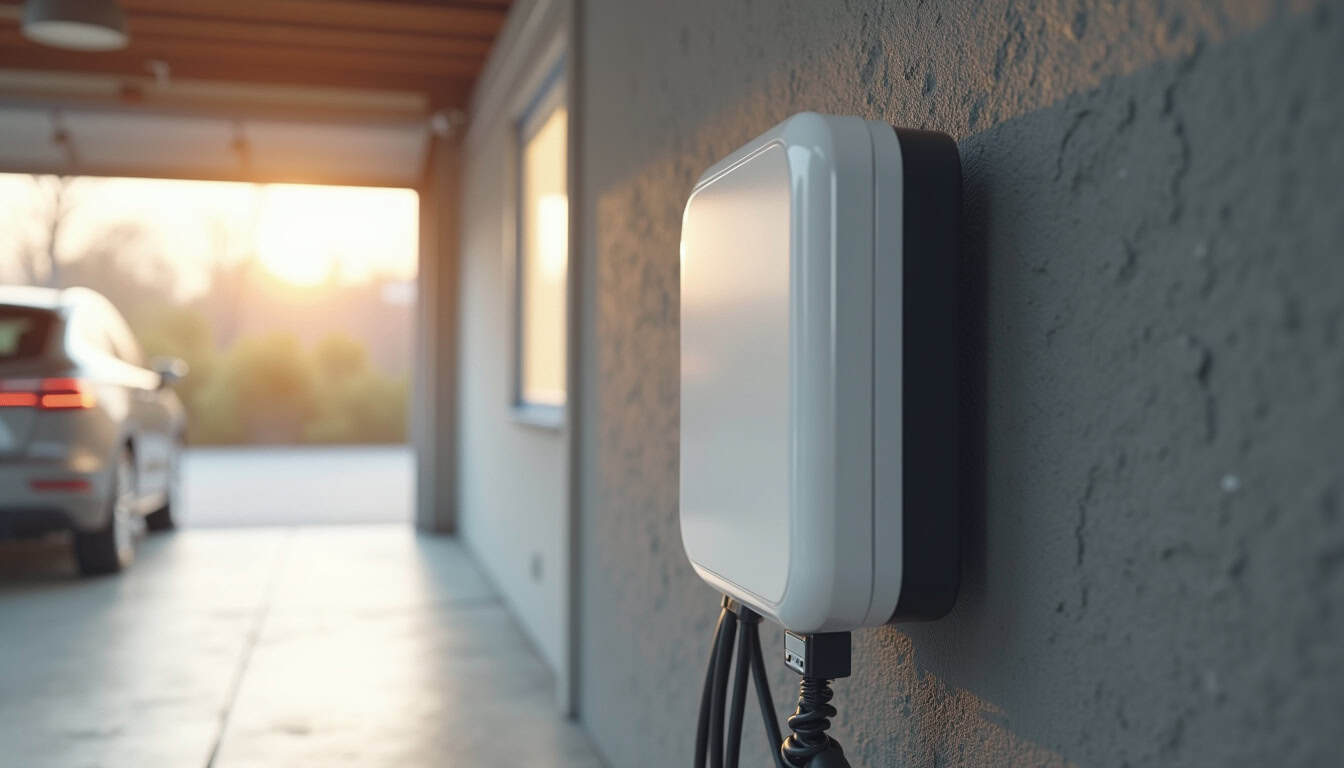 Borne électrique murale installée dans un garage à Orchamps