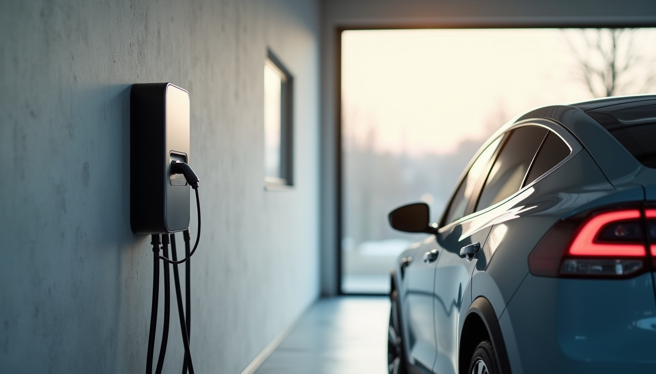 Borne murale de recharge installée à l’intérieur d’un garage à Lembach