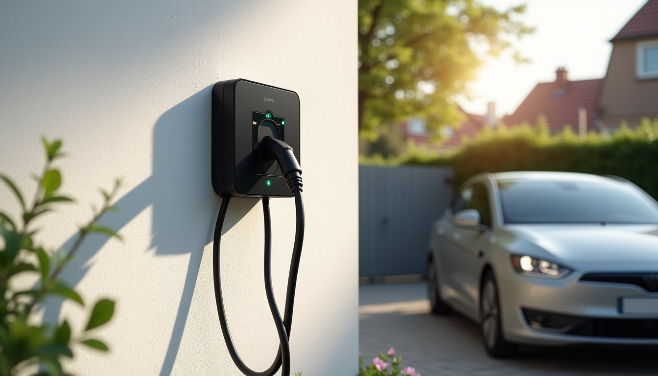 Borne murale électrique installée à l'extérieur d'une maison à Étoile-sur-Rhône
