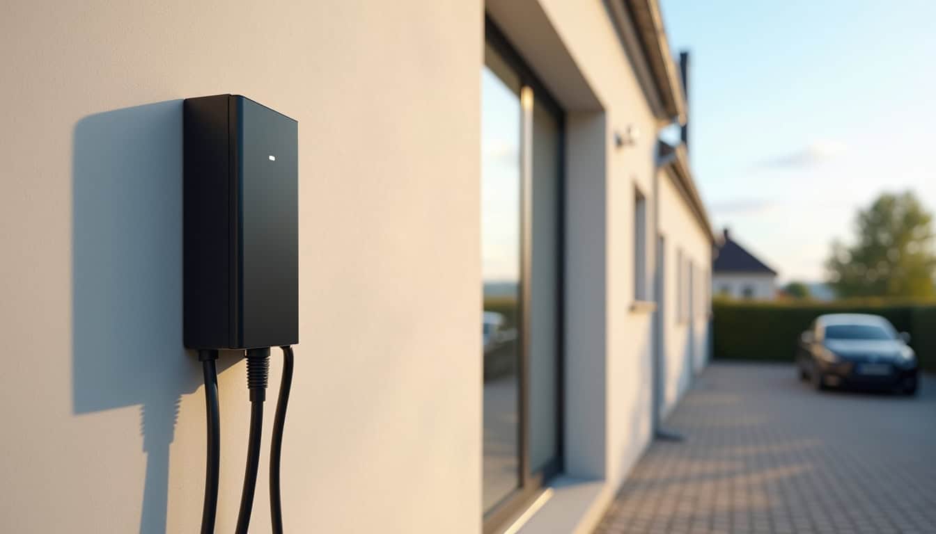 Borne murale intelligente installée à l'extérieur d'une maison à Francueil