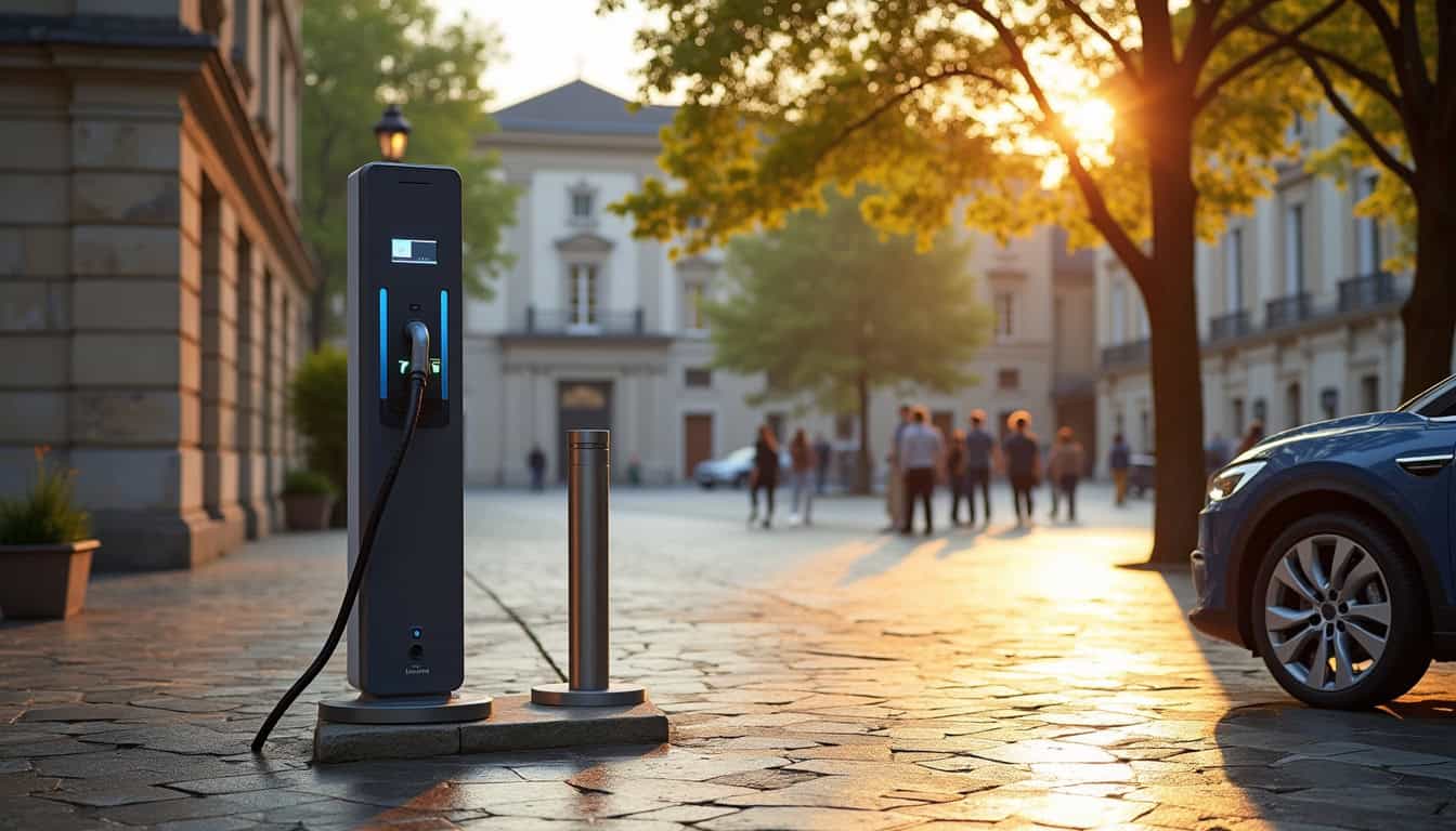 Bornes de recharge électrique sur la place Stanislas à Bruyères