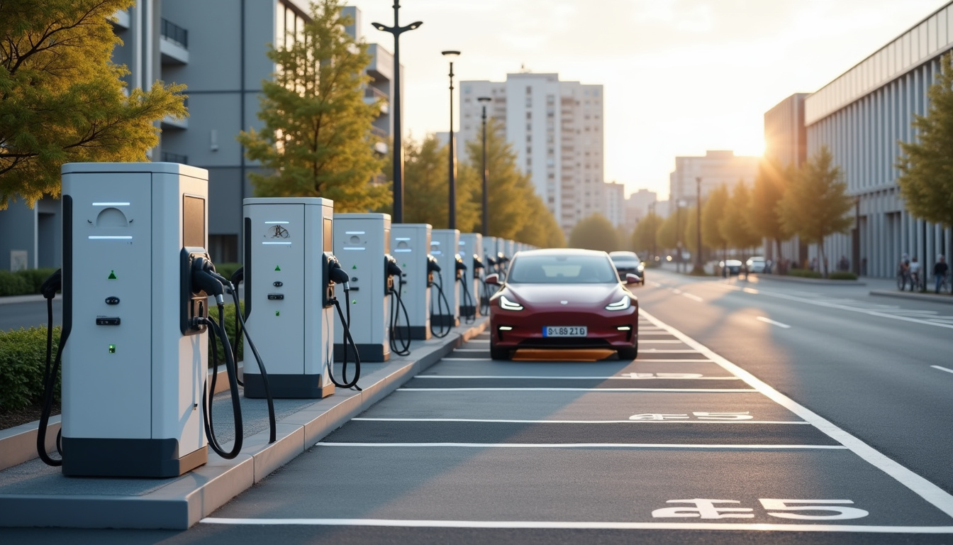 Bornes de recharge électriques installées sur un parking public à Saint-Michel