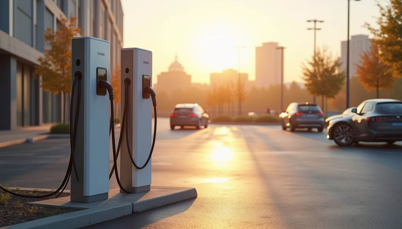 Bornes de recharge installées sur un parking d'entreprise à Arcueil