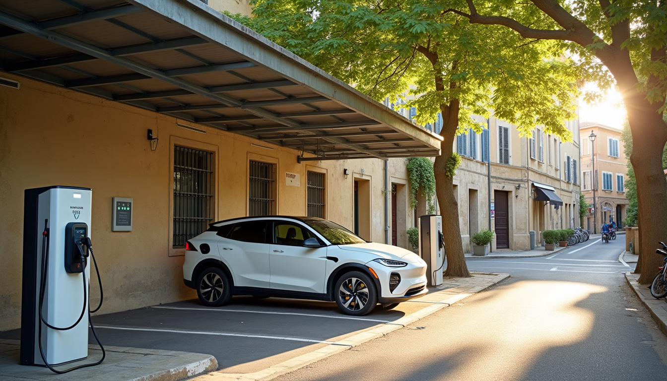 Bornes de recharge publiques dans le centre-ville de Saint-Rémy-de-Provence, installées près du parking de la Libération