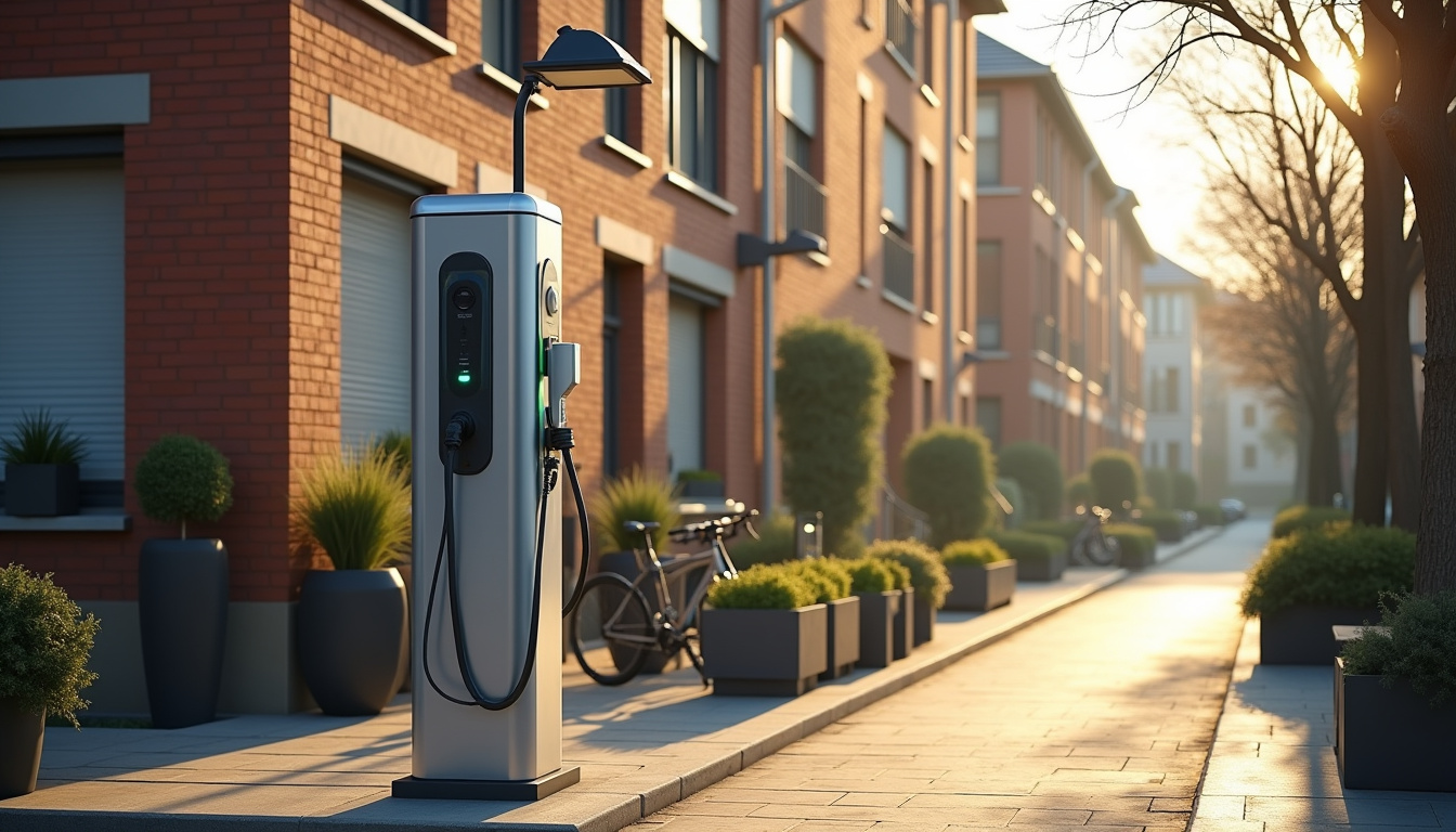 Bornes de recharge publiques installées dans la ville de Rungis, le long d'une rue résidentielle
