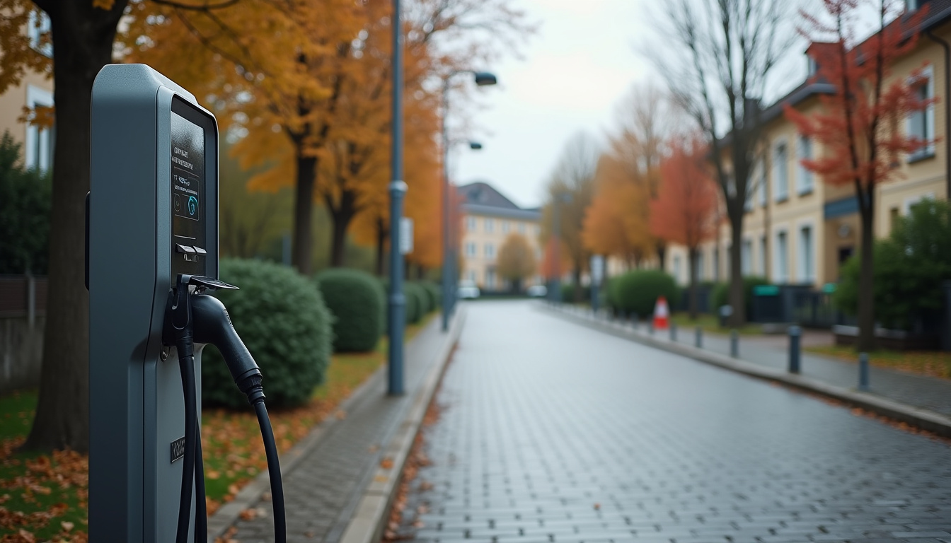Bornes de recharge publiques installées dans une rue d'une ville voisine de Lapte
