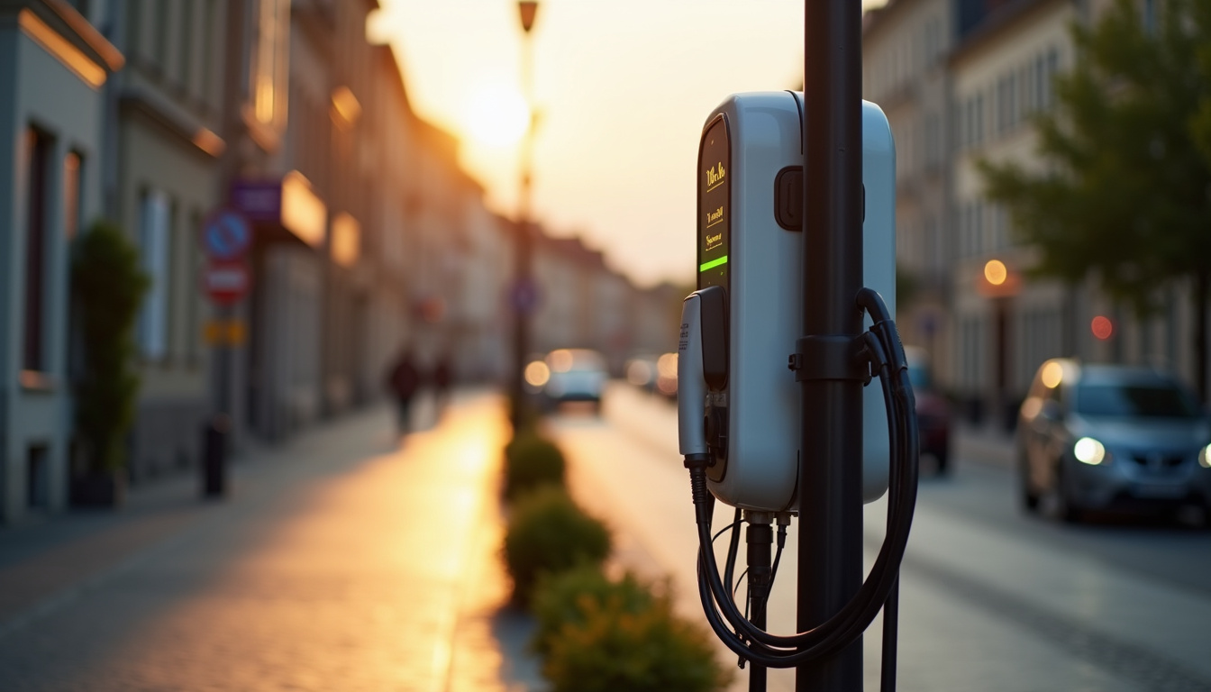 Bornes de recharge publiques installées le long d'une rue à Beaumont-sur-oise