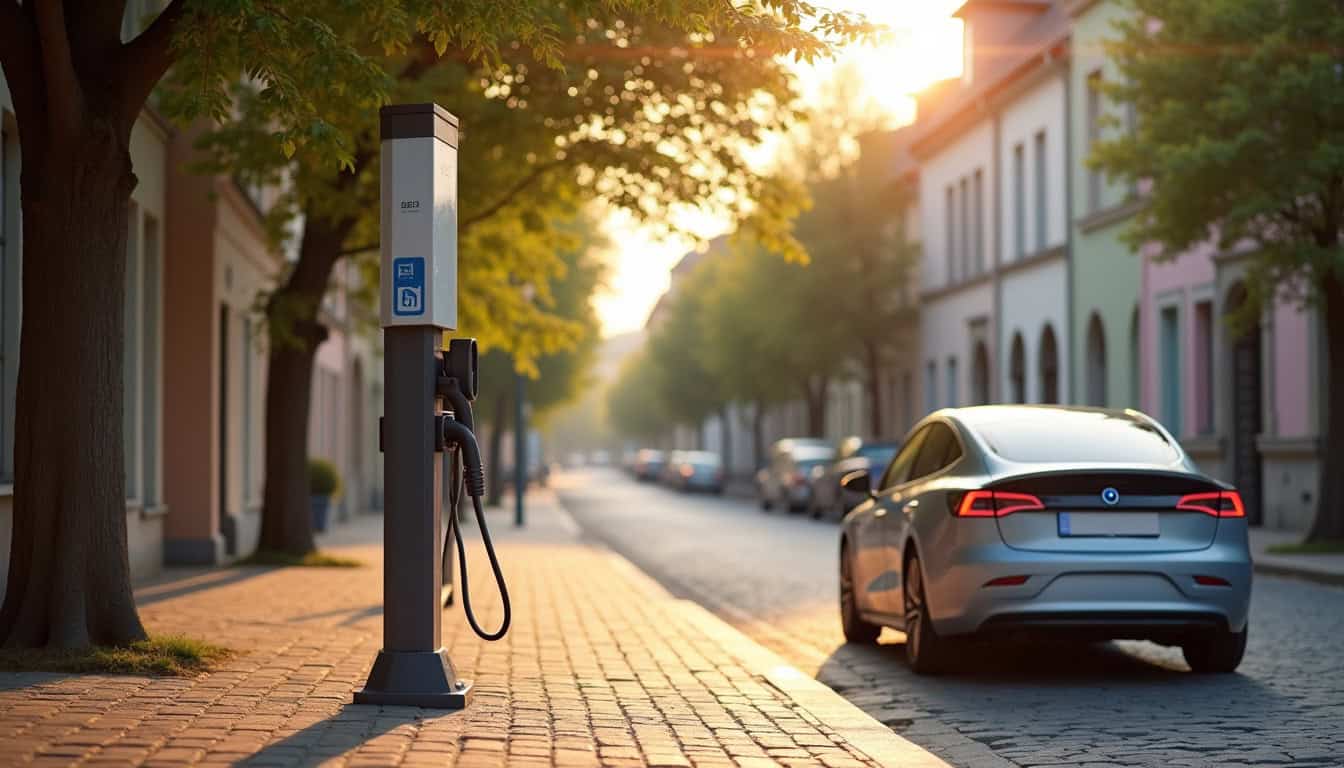 Bornes de recharge publiques installées le long d'une rue à Bourg-la-Reine