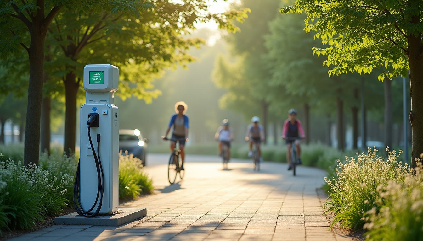 Bornes de recharge publiques situées dans le parc du Village Nature à Bailly-Romainvilliers
