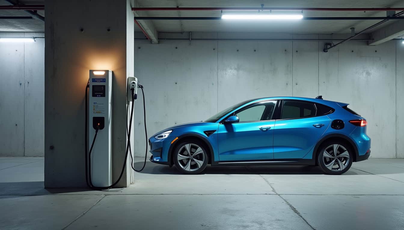 Bornes de recharge publiques situées dans un parking de Gréoux-les-Bains