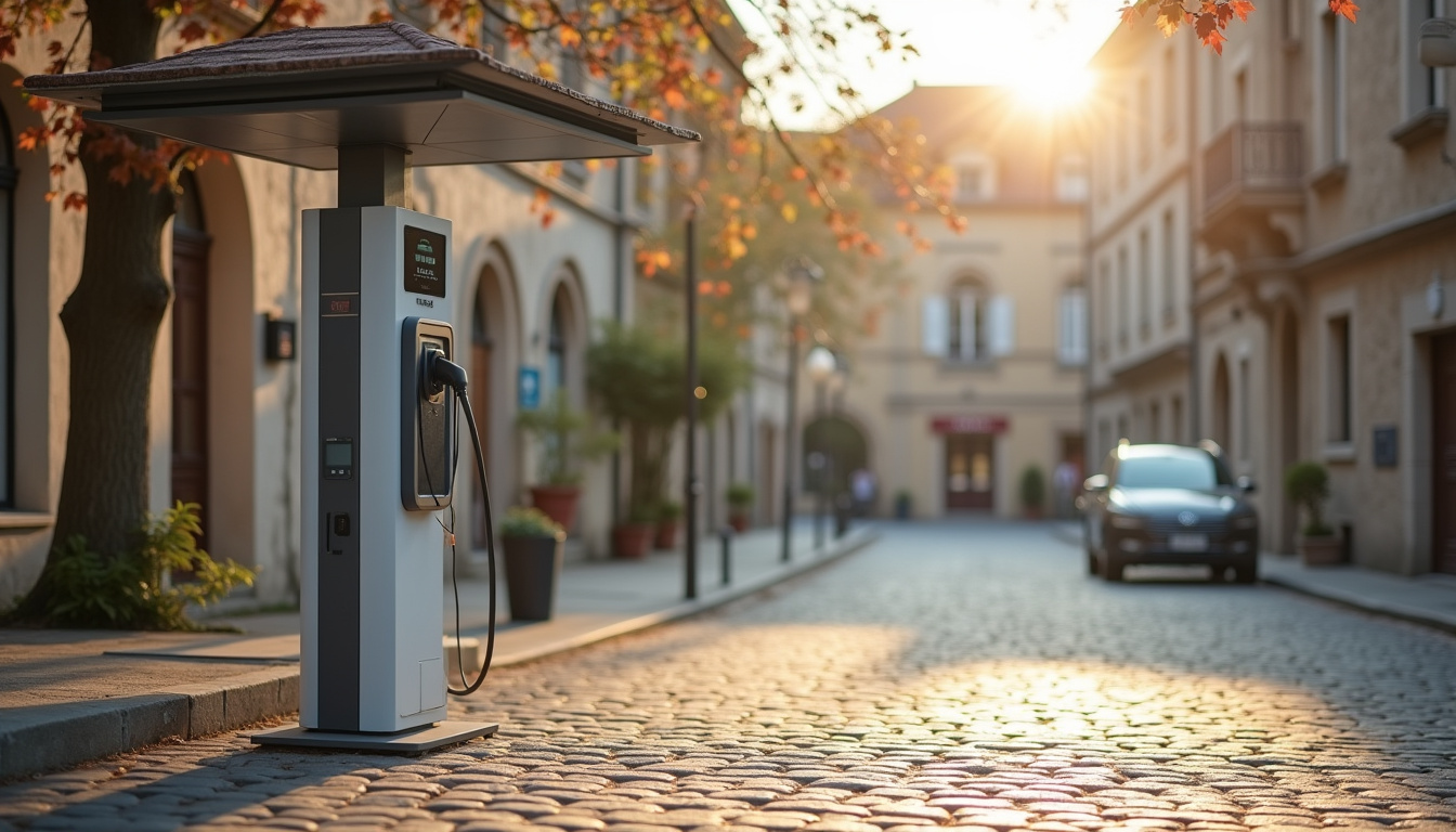 Bornes de recharge publiques situées en centre-ville de Villeneuve-le-Comte, notamment place de la Fontaine