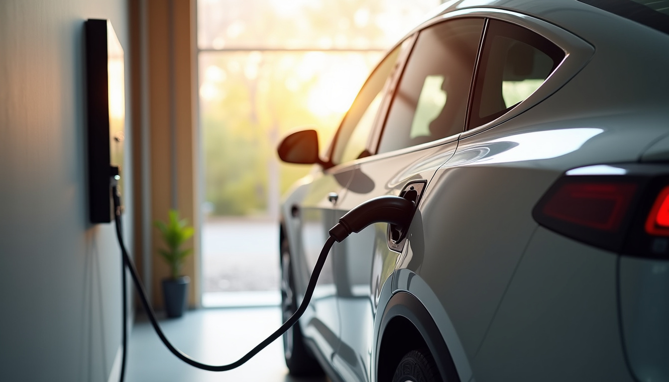 Câble de recharge en cours d'utilisation sur une voiture électrique