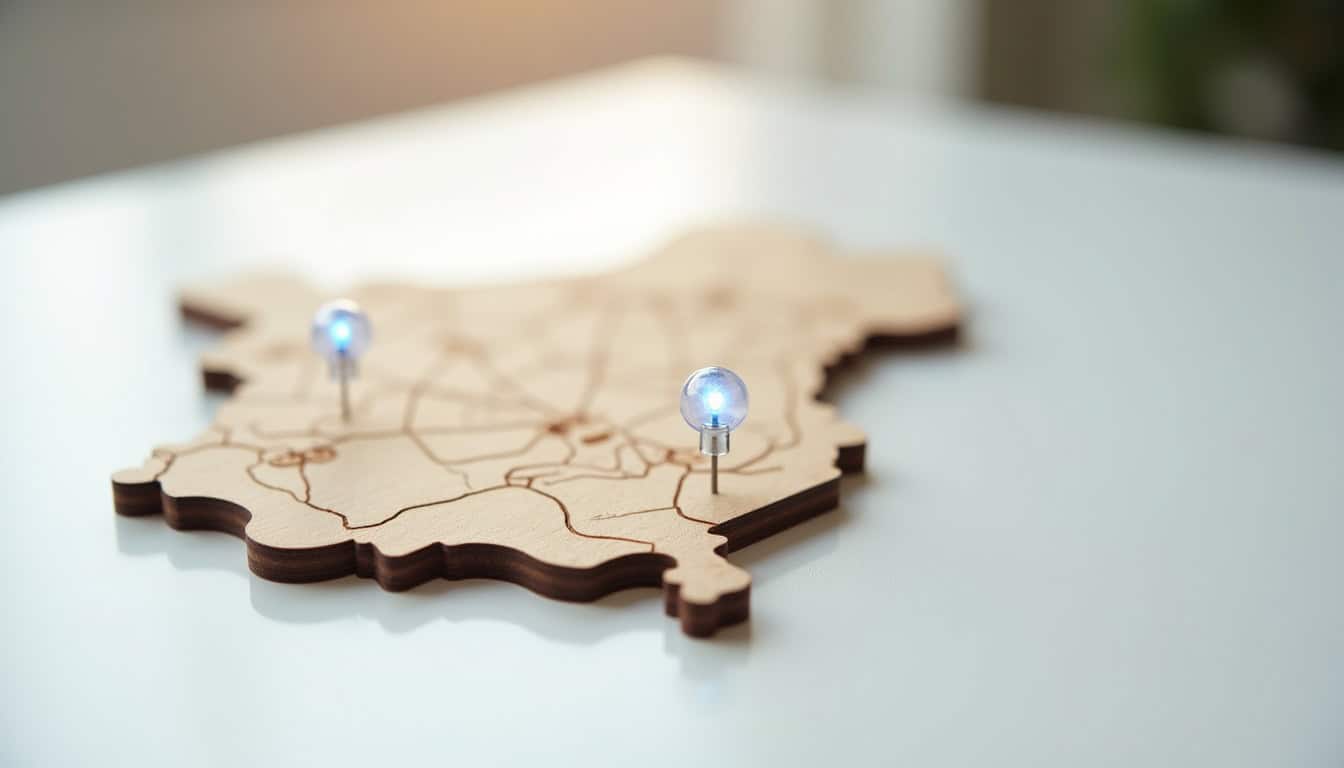 Carte de la ville de Pamiers mettant en évidence les emplacements des bornes de recharge publiques