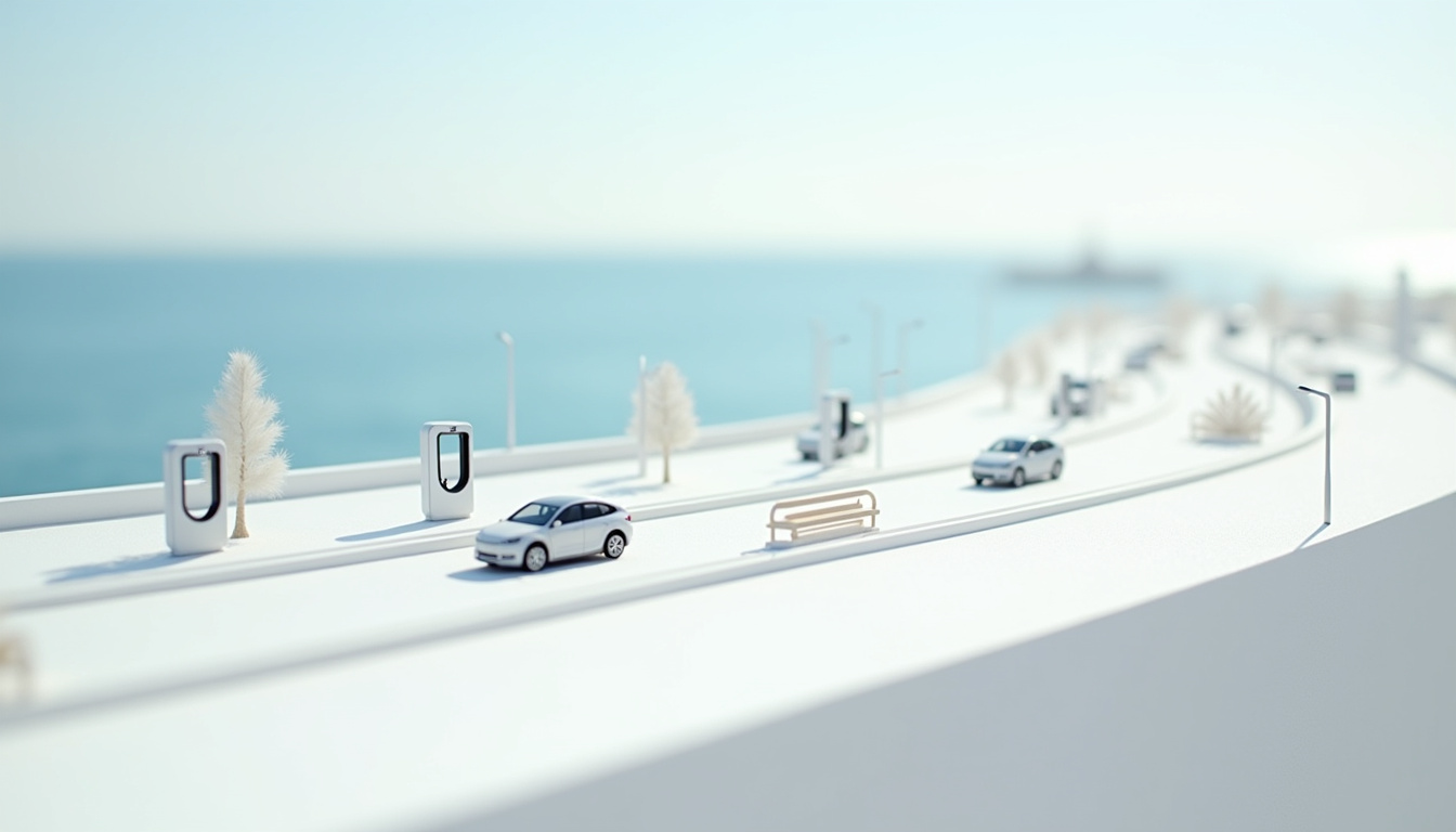 Carte des bornes de recharge publiques à Bénodet, localisées le long du front de mer et des axes principaux