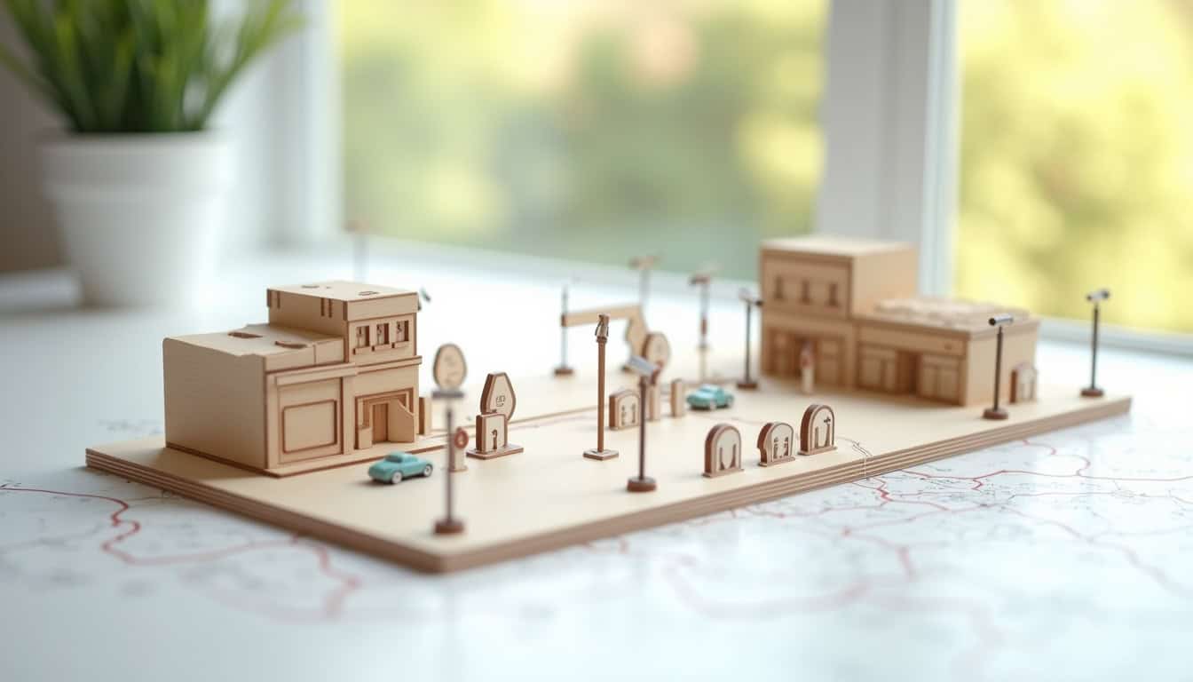 Carte illustrative des principaux emplacements de bornes publiques à La Roche-sur-Yon, situées près des commerces, des parkings et des axes principaux