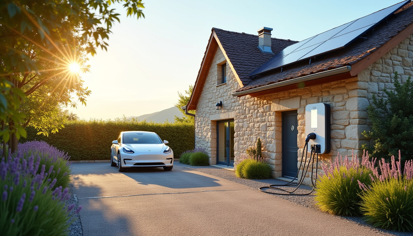 Combinaison d'une borne de recharge électrique et de panneaux photovoltaïques à Saint-Martin-de-Hinx