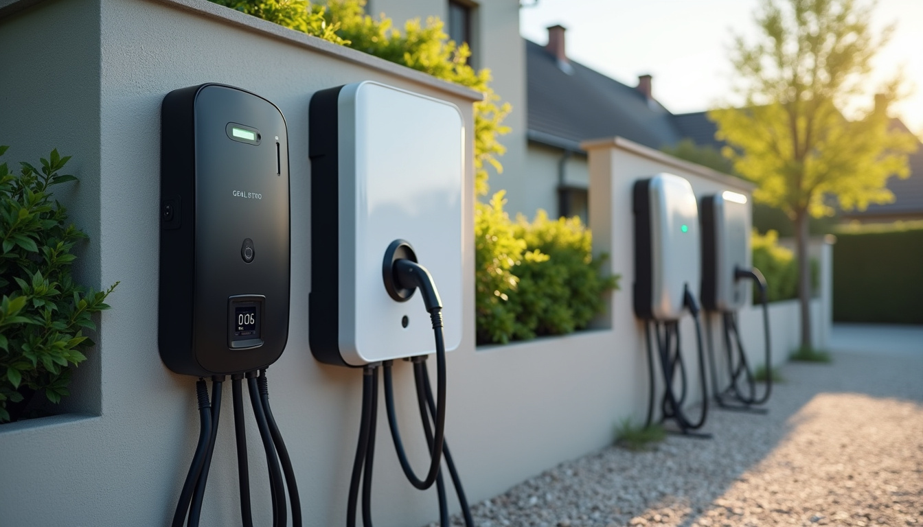 Comparaison de plusieurs modèles de bornes de recharge de marques différentes posées à Fléville-devant-Nancy