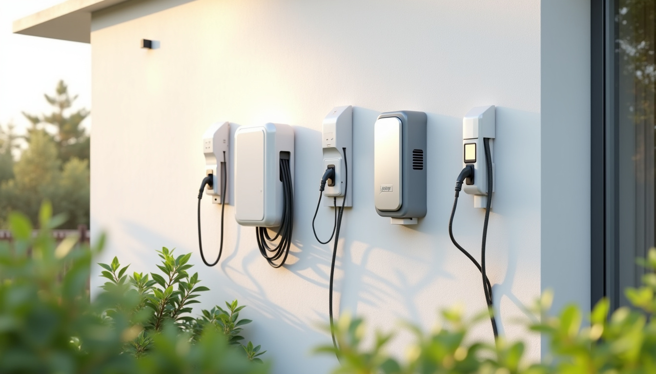 Comparaison entre différents modèles de bornes de recharge domestiques posées sur un mur extérieur