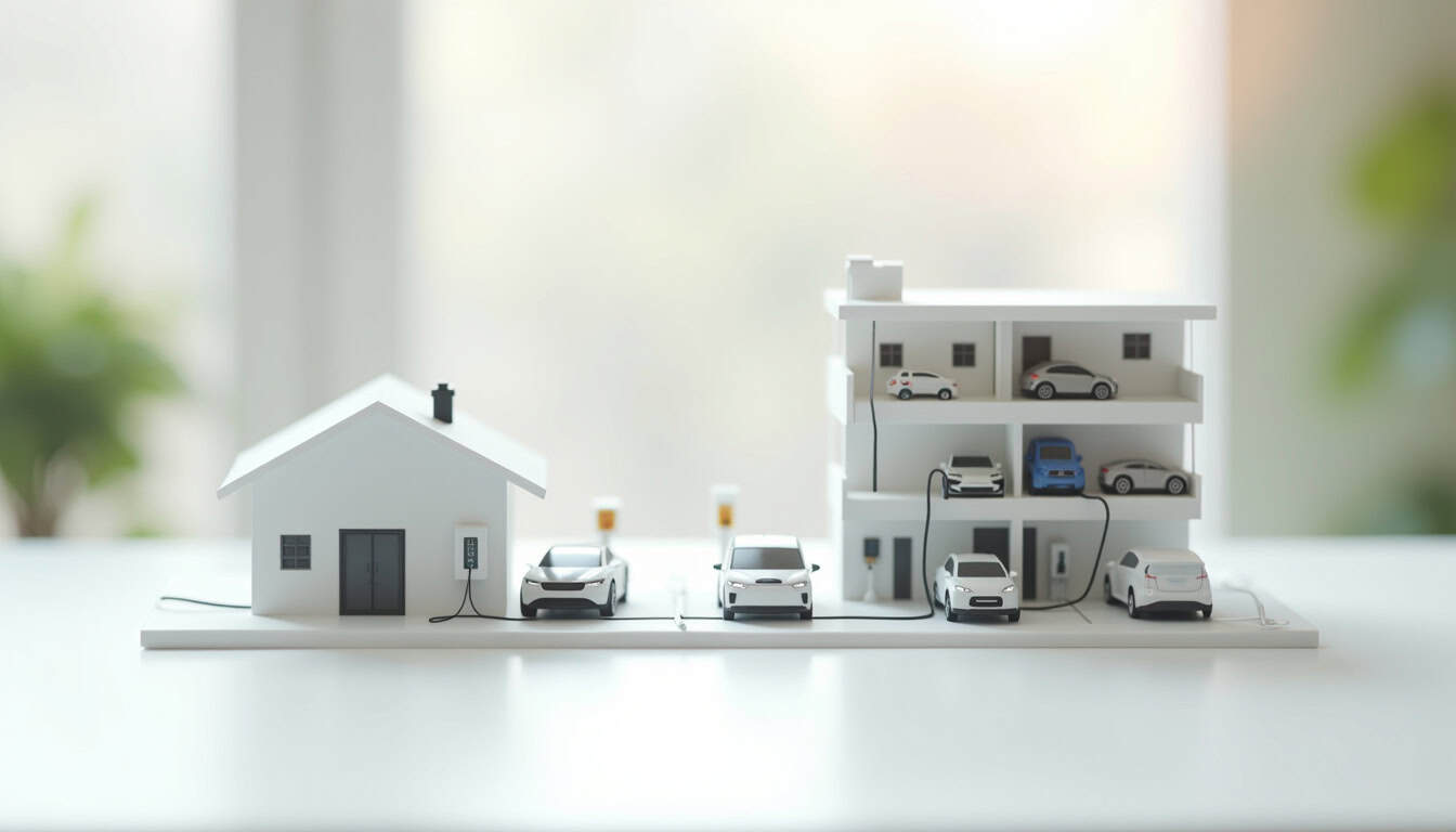 Comparaison entre une borne installée dans un garage individuel et une borne collective en copropriété