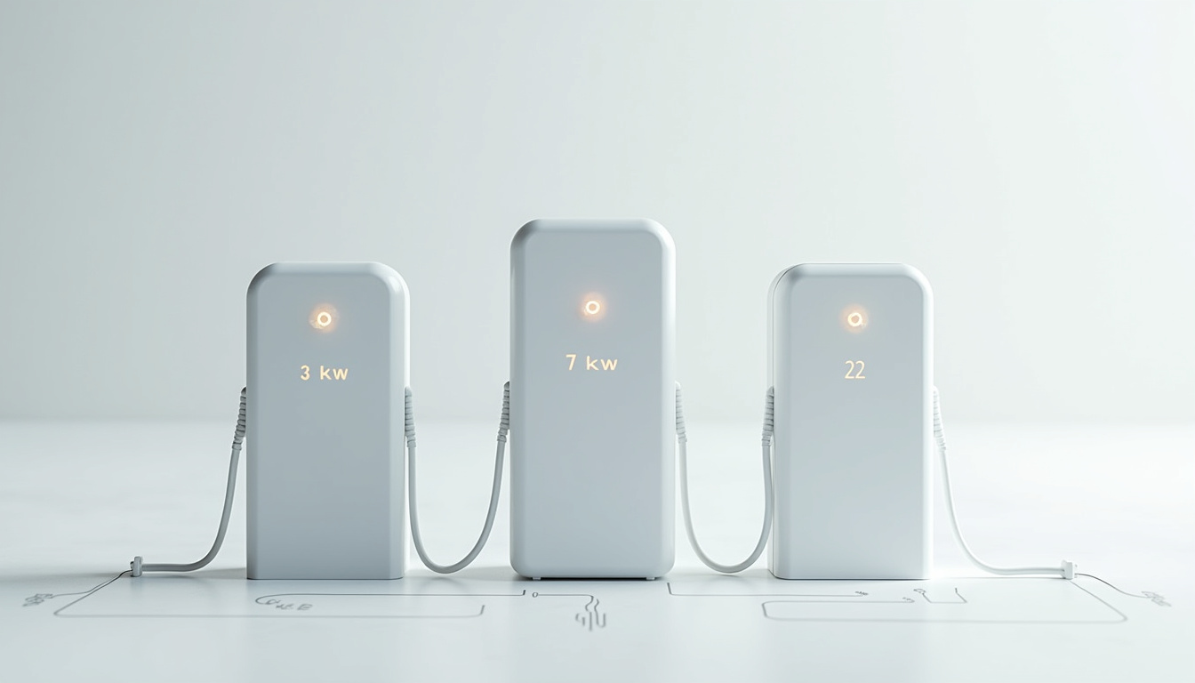 Comparaison visuelle des différentes puissances de borne de recharge électrique