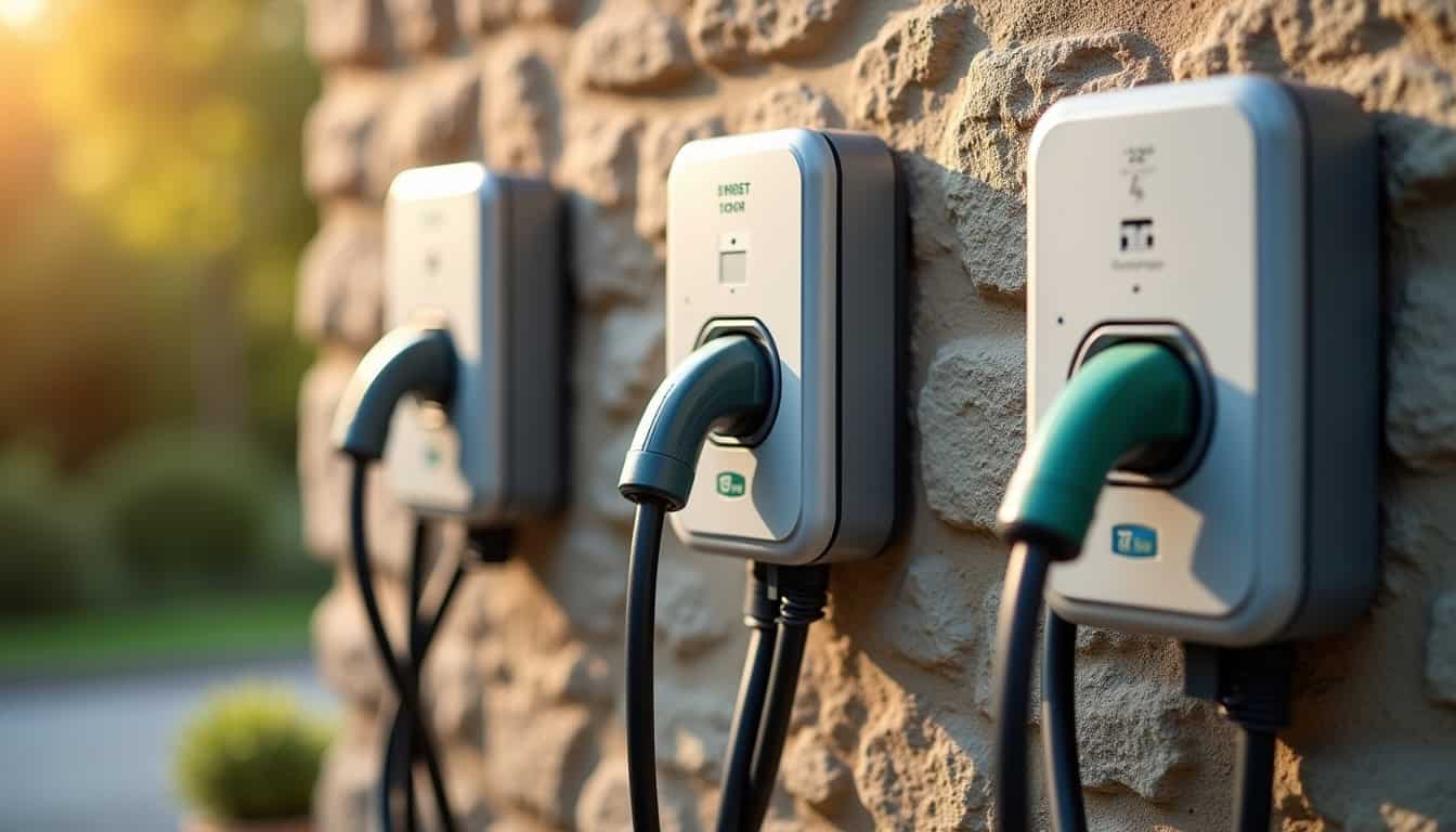 Comparaison visuelle des différents modèles de bornes électriques disponibles à Palmas d’Aveyron