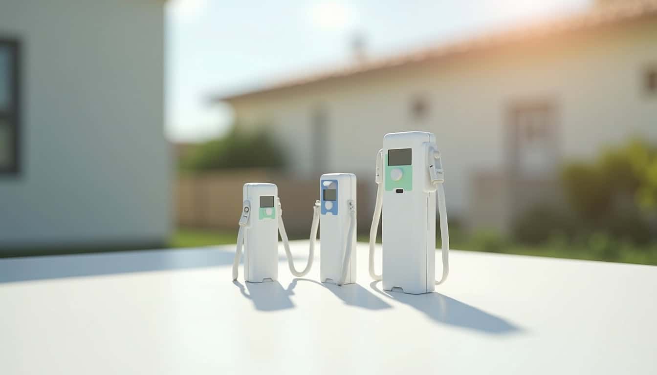 Comparaison visuelle des différents types de bornes de recharge électrique disponibles pour les habitants de Meillac