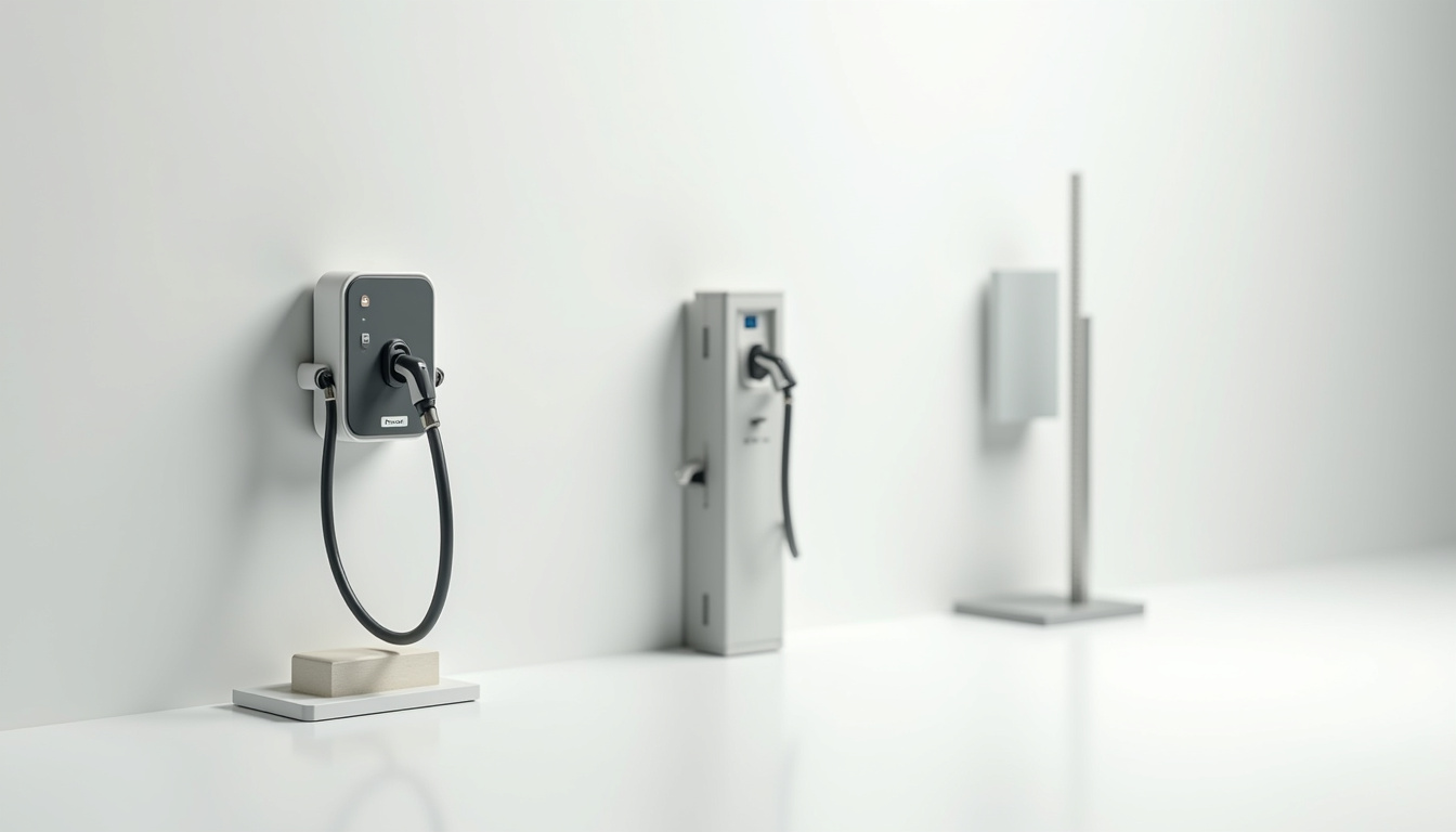 Comparaison visuelle des différents types de bornes de recharge électrique installées à Hôpital-Camfrout