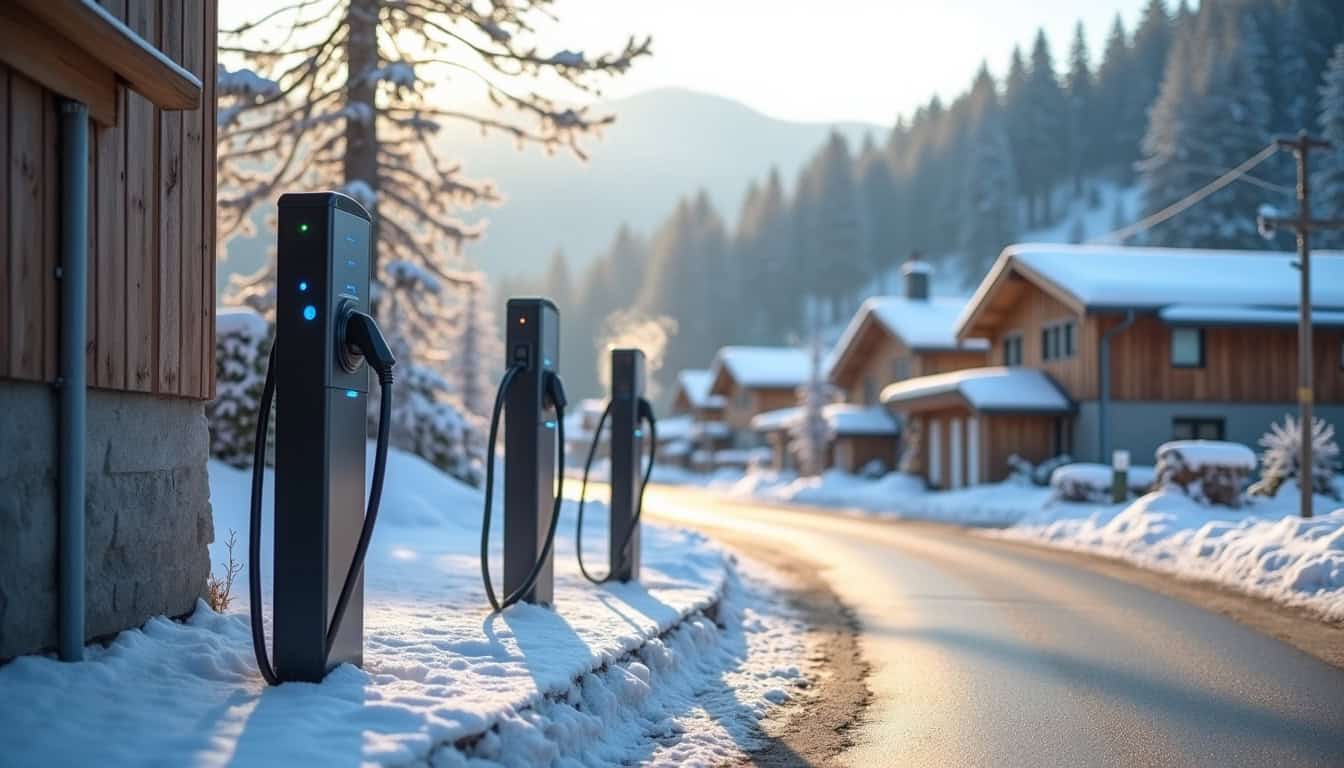 Comparaison visuelle des différents types de bornes de recharge électrique installées à Mouthe