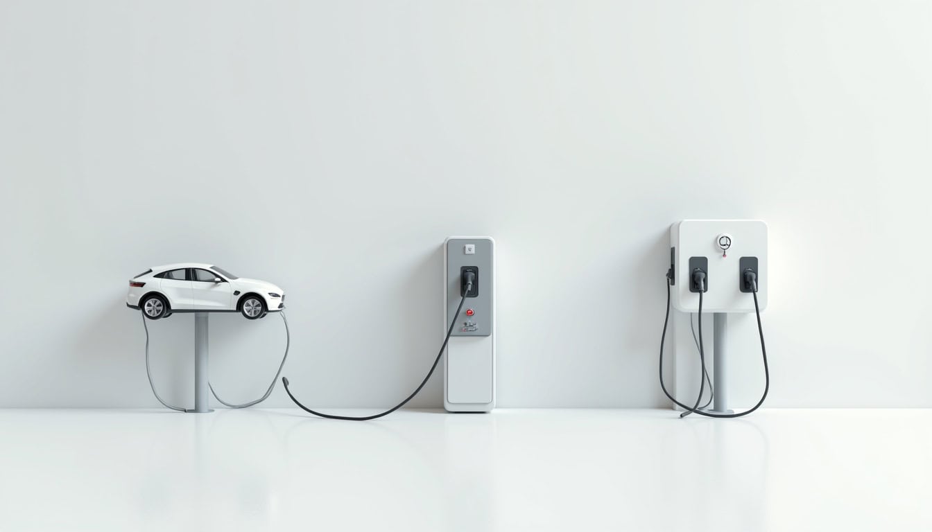 Comparaison visuelle des différents types de bornes de recharge électrique: murale, connectée, puissante